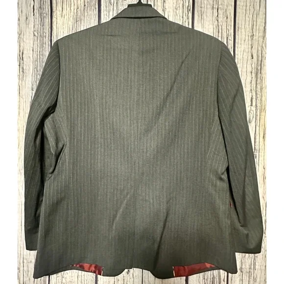 Oxford Republic Mens 46R Blazer Gray Two Button Single Breast Pinstripe Lined - Picture 5 of 7